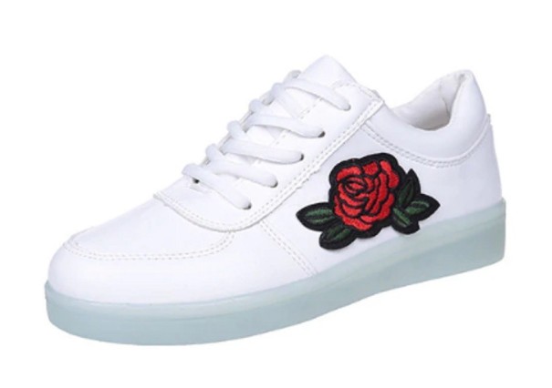 Lysende sneakers til piger med roser hvid 33