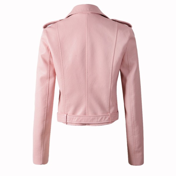 Lyxig damjacka i konstläder - Rosa