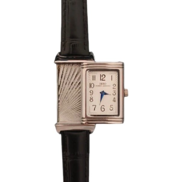 Lyxiga damretro klockor Rektangulärt glidande hölje 21 x 36 mm Quartz verk Silverfärgat hölje och svart läderrem För varje dag 1