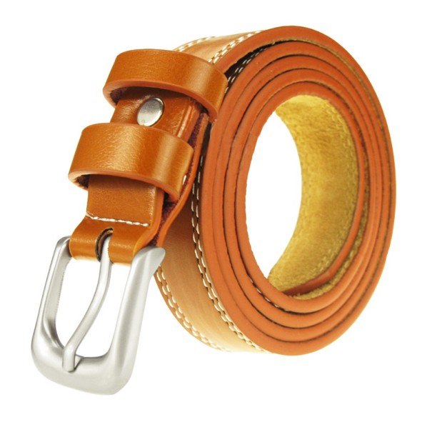 Lyxigt läderbälte för kvinnor J916 orange 120 cm