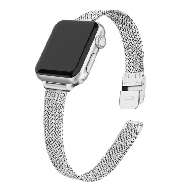 Lyxigt tunt metalliskt magnetiskt armband för iWatch Apple Watch 38 mm 40 mm 41 mm för Series 1 2 3 4 5 6 7 8 9 SE Elegantiskt armband silver