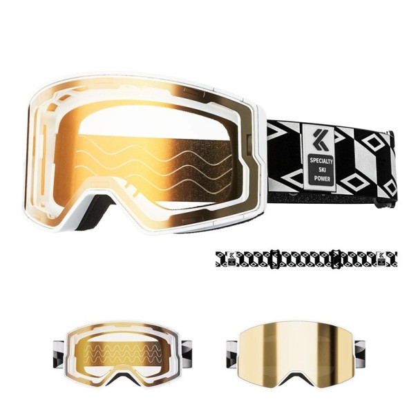 Lyžařské brýle unisex 13 x 9,2 cm Dvouvrstvé UV400 Ochrana proti UV záření Brýle na lyže snowboard zimní sporty zlatá