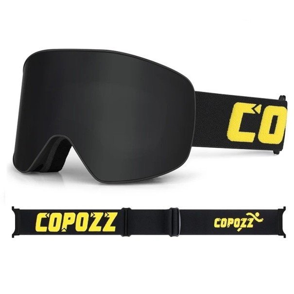 Lyžařské brýle UV400 17,8 x 9,8 cm Unisex Ochranné brýle na lyže a snowboard Široké zorné pole Měkká látková taška černá