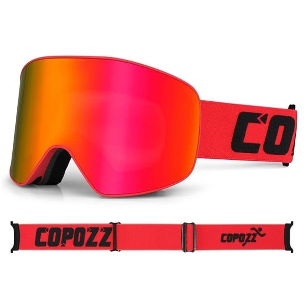 Lyžařské brýle UV400 17,8 x 9,8 cm Unisex Ochranné brýle na lyže a snowboard Široké zorné pole Měkká látková taška červená