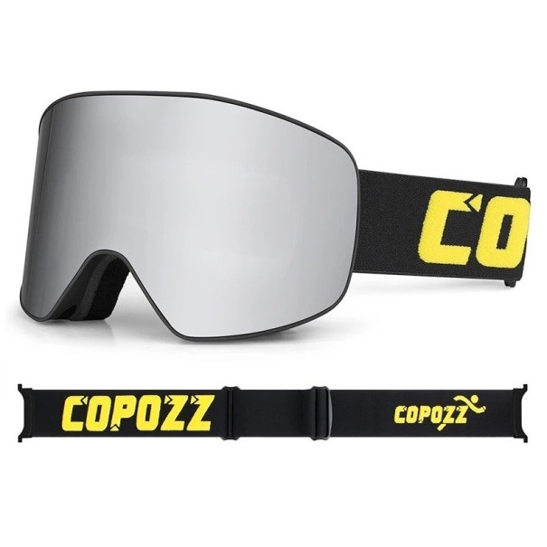 Lyžařské brýle UV400 17,8 x 9,8 cm Unisex Ochranné brýle na lyže a snowboard Široké zorné pole Měkká látková taška šedá