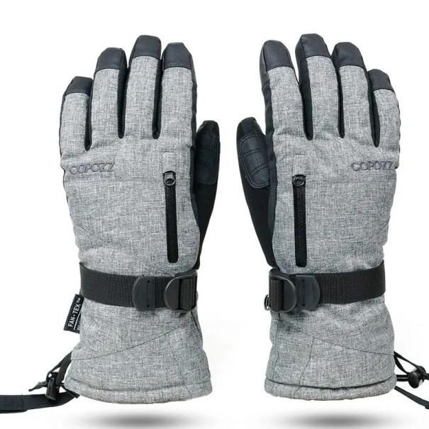 Lyžařské vodotěsné unisex rukavice s funkcí dotyku displeje Teplé zimní rukavice Rukavice na kyže a snowboard pro muže i ženy šedá M