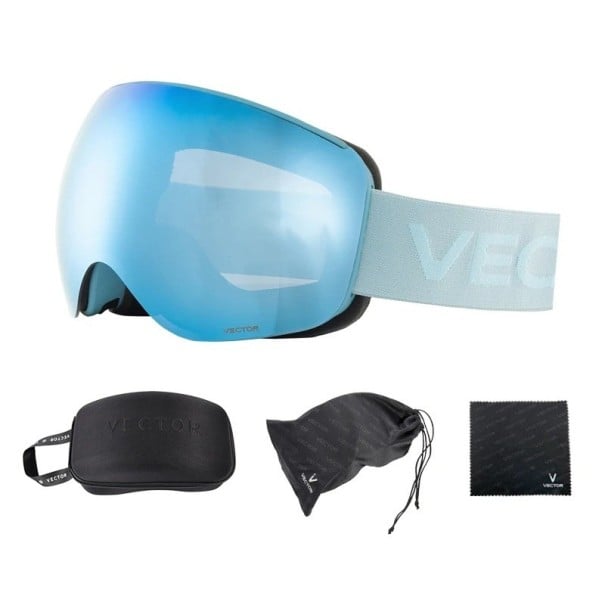 Lyžiarske okuliare 19,0 x 10,5 cm UV400 Unisex Polykarbonát Nemlžící 11% Modré Vector Pevné puzdro Látkové puzdro Handrička 1