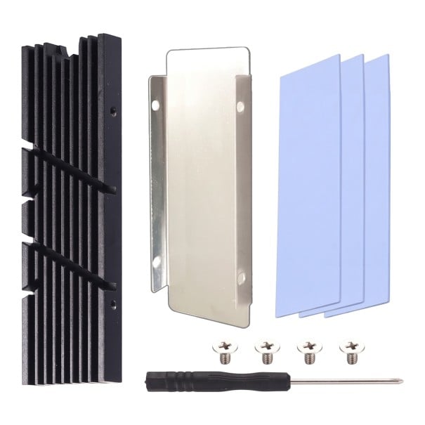 M.2 SSD Cooler 7.2 x 2.15 x 0.6 cm for NVMe and NGFF Drives with Thermal Pads and Mounting Kit for PC and PlayStation 5 black