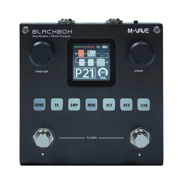 M-VAVE multifunkciós effektpedál gitárhoz és basszusgitárhoz Beépített akkumulátor 80 preset 6 torzítási, modulációs, késleltetési, reverb és EQ modul fekete