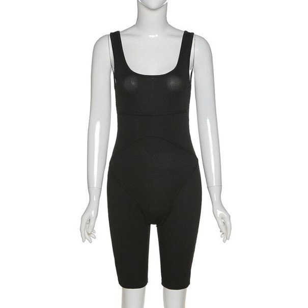 Macacão curto de fitness feminino preto XS