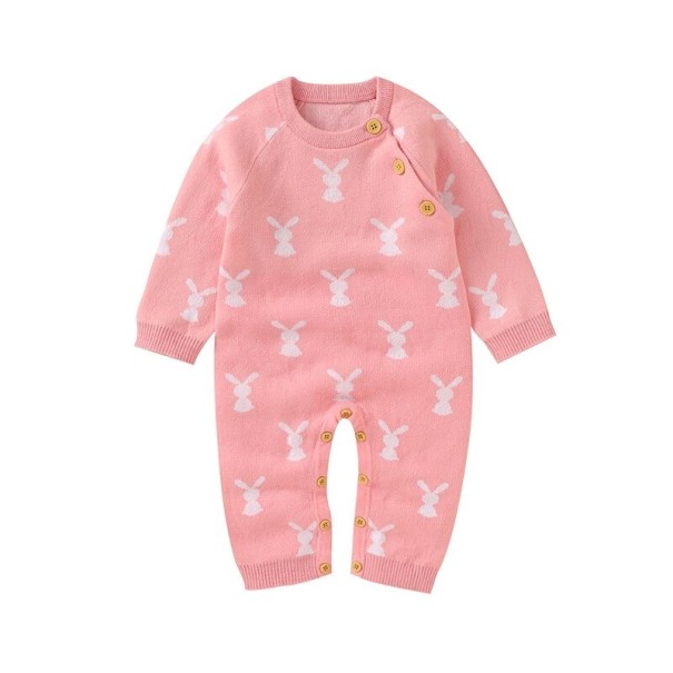 Macacão de bebé com coelhos T2605 rosa 6-12 meses
