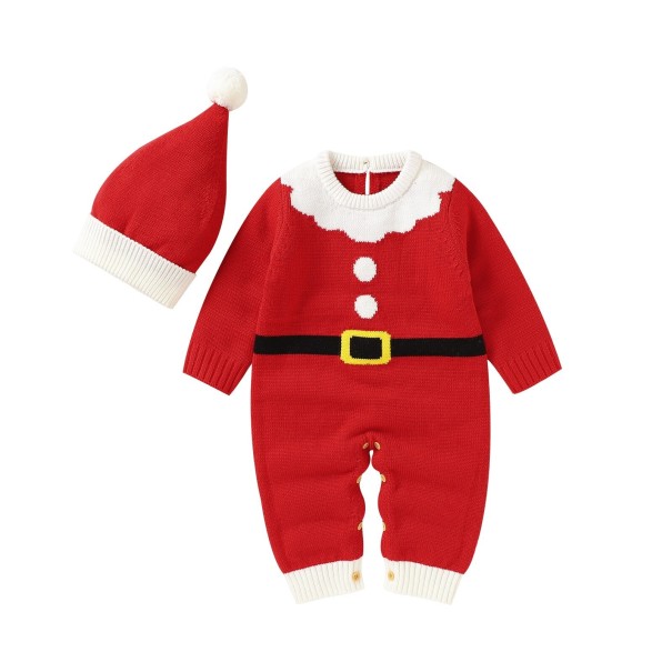 Macaco de Natal para Bebé com Gorro T2630 vermelho 0-3 meses