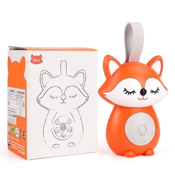 Macchina portatile per far addormentare i bambini con spegnimento programmato, 3 melodie con rumore bianco, motivo volpe, 12 x 10 x 9 cm 1