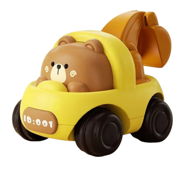 Macchinina da costruzione per bambini con animali Movimento a carica Manuale Senza batterie 4 varianti: orso, maiale, cucciolo, tigre giallo