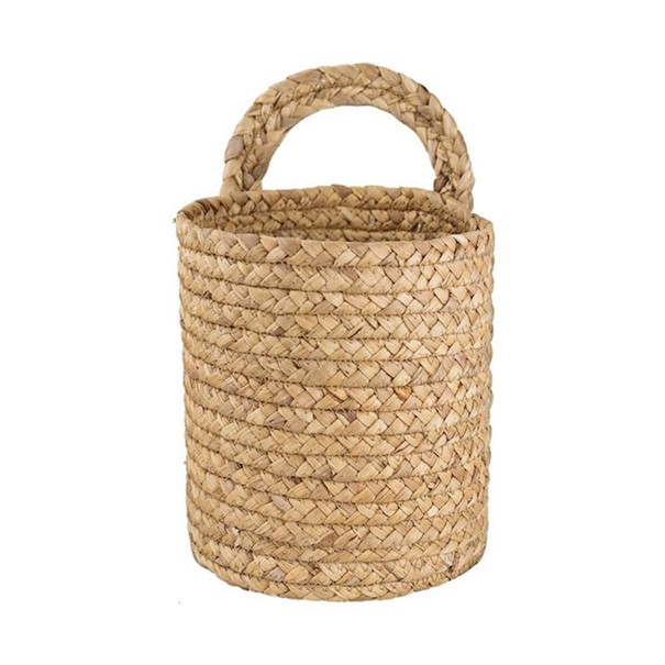 Maceta colgante de punto marrón claro L