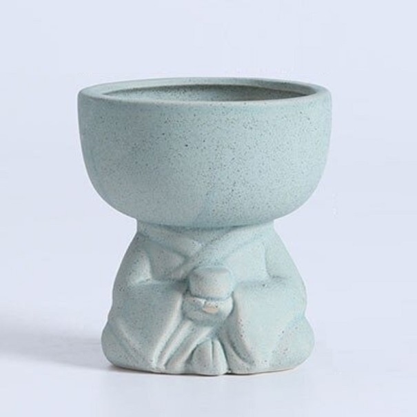 Maceta decorativa de Buda azul claro