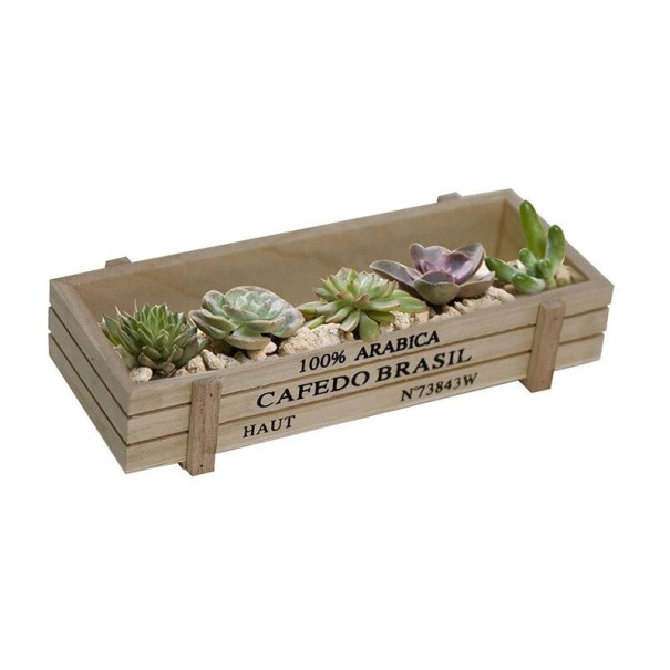 Maceta decorativa de madera beige