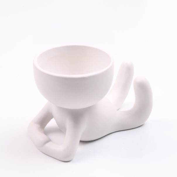 Maceta decorativa en forma de figura blanco