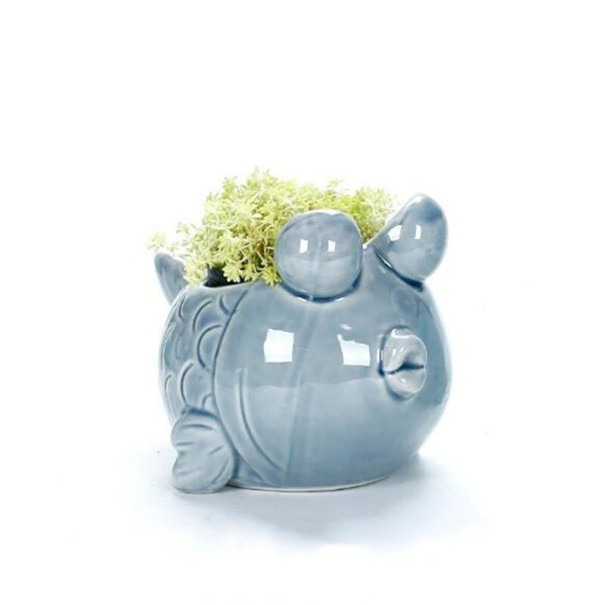 Maceta decorativa en forma de pez azul 3