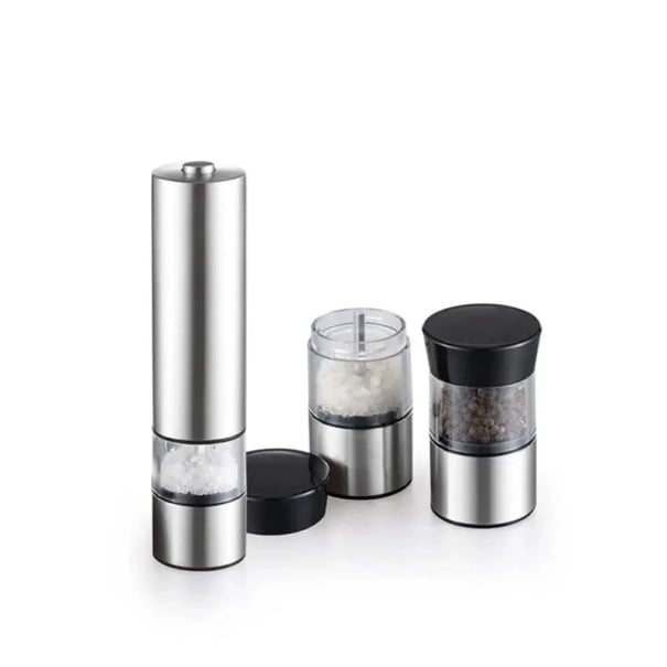 Macina pepe e sale elettrico in acciaio inossidabile 22,5×5,2 cm macina spezie da cucina con macinatura regolabile per grigliate e cottura 1