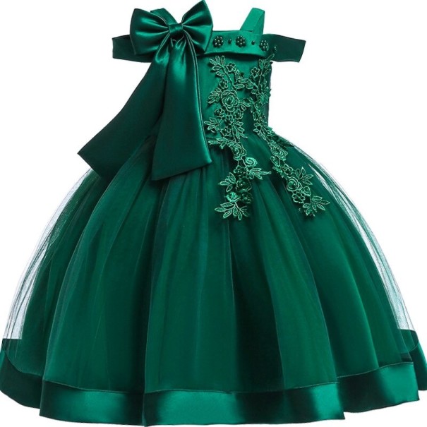 Mädchen-Abschlussballkleid N161 dunkelgrün 7