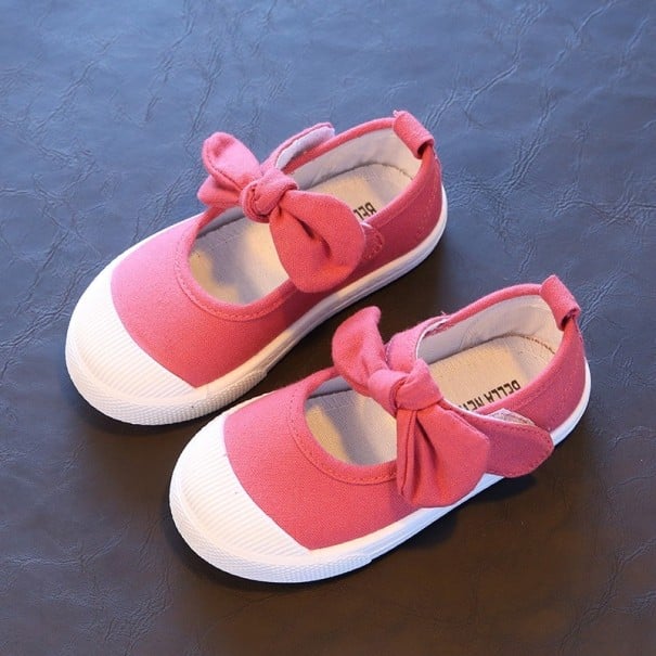 Mädchen-Ballerinas aus Segeltuch dunkelrosa 25