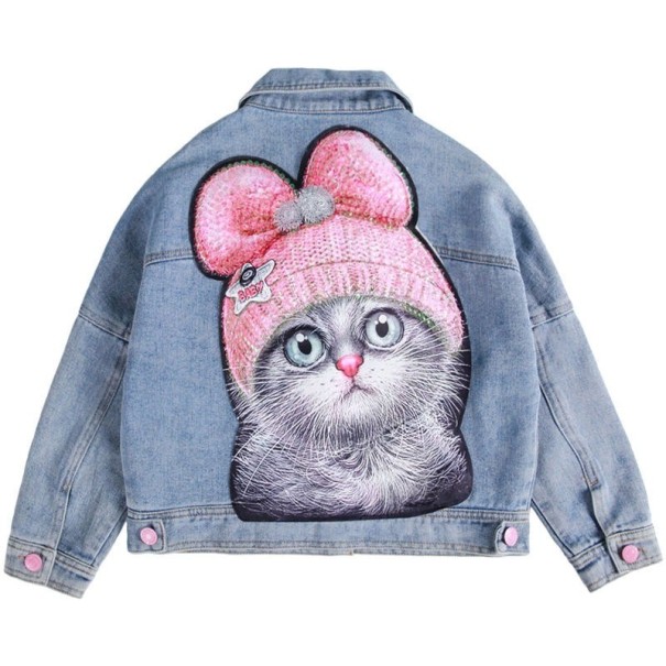 Mädchen-Jeansjacke mit Katze 7