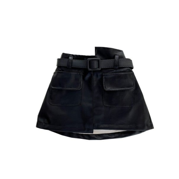 Mädchen-Lederrock L1046 schwarz 3