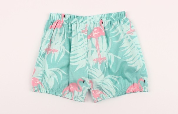 Mädchen-Shorts mit Flamingo-Print J2490 grün 3