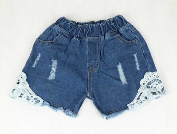 Mädchen Shorts mit Spitze J1267 dunkelblau 4