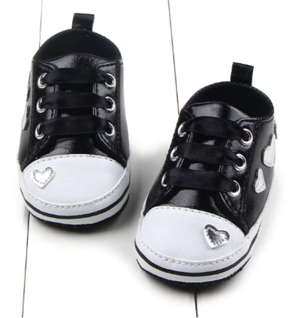 Mädchen-Sneaker mit Herz schwarz 0-6 Monate