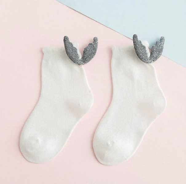 Mädchen-Socken mit Flügeln weiß 3-5 Jahre
