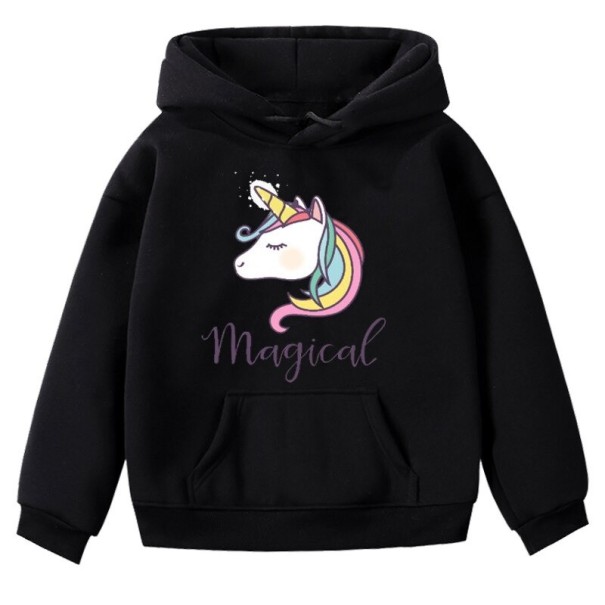 Mädchen-Sweatshirt mit Einhorn schwarz 14 B