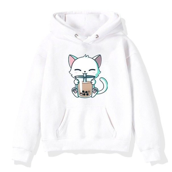 Mädchen-Sweatshirt mit Katze weiß 3 A