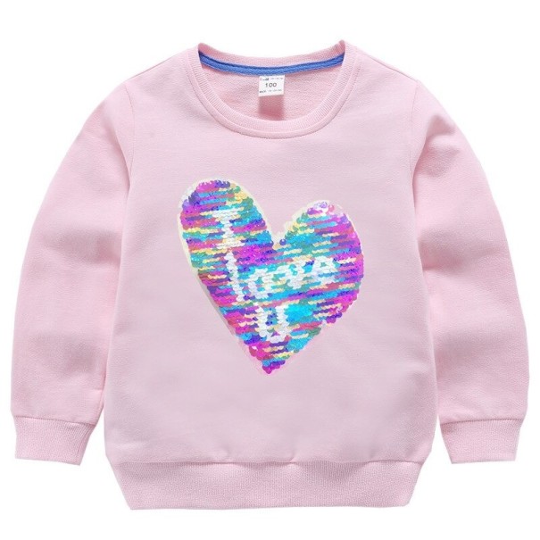 Mädchen-Sweatshirt mit Pailletten rosa 6 C