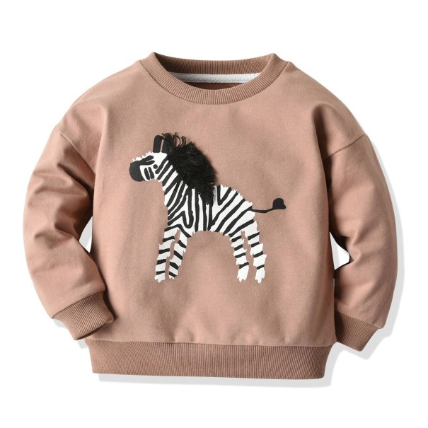 Mädchen-Sweatshirt mit Zebra khaki 3