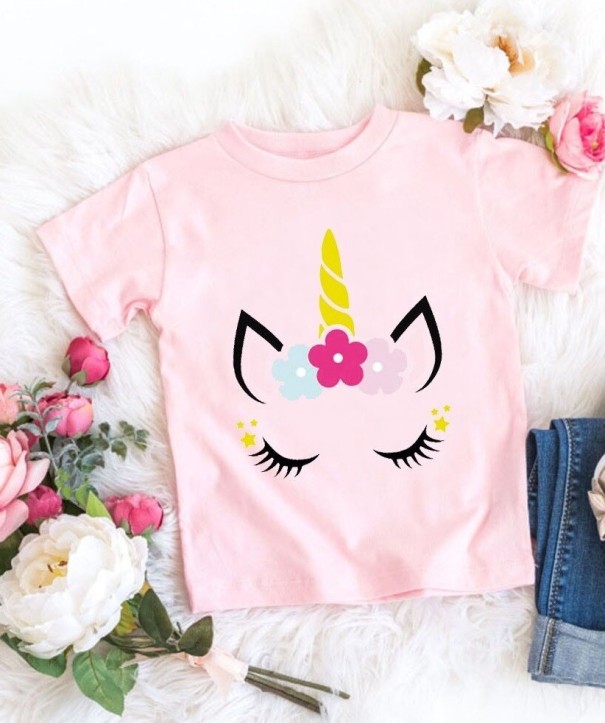 Mädchen-T-Shirt mit Einhorn B1544 rosa 6 B