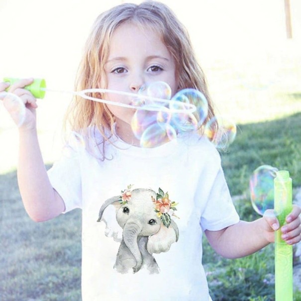 Mädchen-T-Shirt mit Elefant weiß 2 B