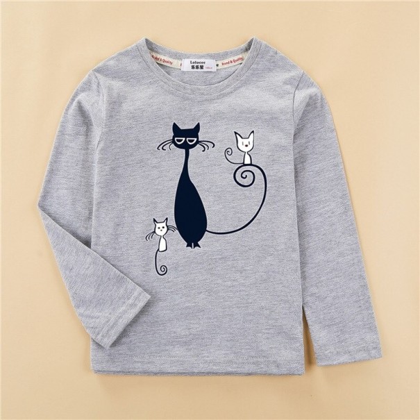 Mädchen-T-Shirt mit langen Ärmeln T2554 grau 4 A