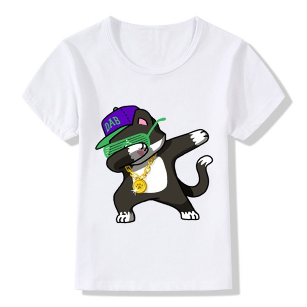 Mädchen-T-Shirt - Tiere mit Mütze J623 7 Schwarze Katze