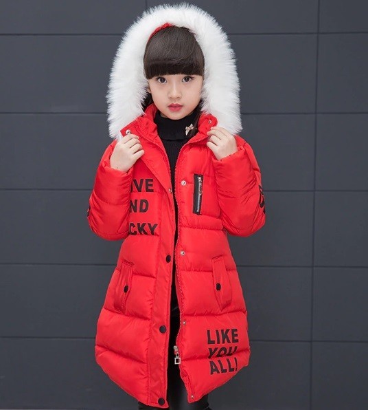 Mädchen-Winterjacke mit Fell J1290 rot 7