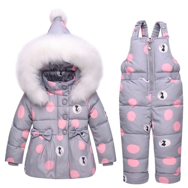 Mädchen Winterset mit Punkten - Jacke und Hose J2505 grau 9-12 Monate