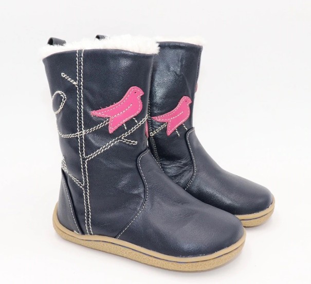 Mädchen-Winterstiefel mit Vogel dunkelblau 18,5