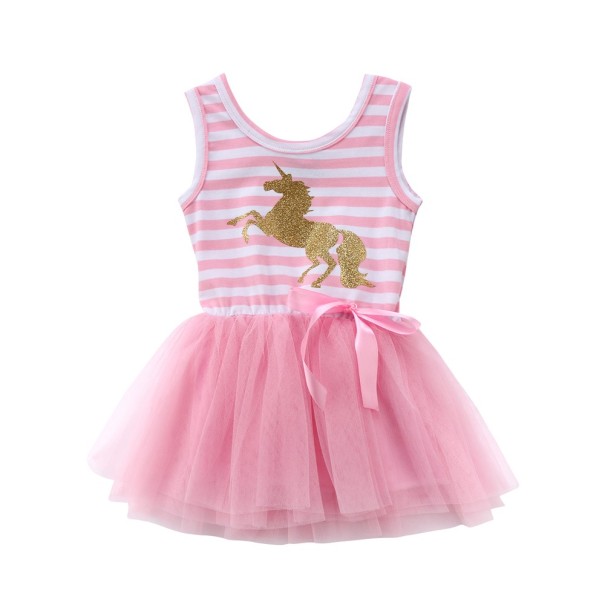 Mädchenkleid mit Einhorn – Rosa 3