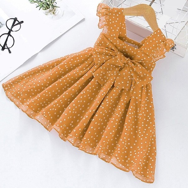 Mädchenkleid mit Punkten gelb 6
