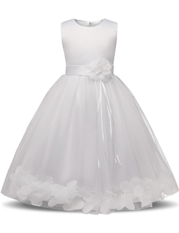 Mädchenkleid mit Rosen J2897 weiß 10