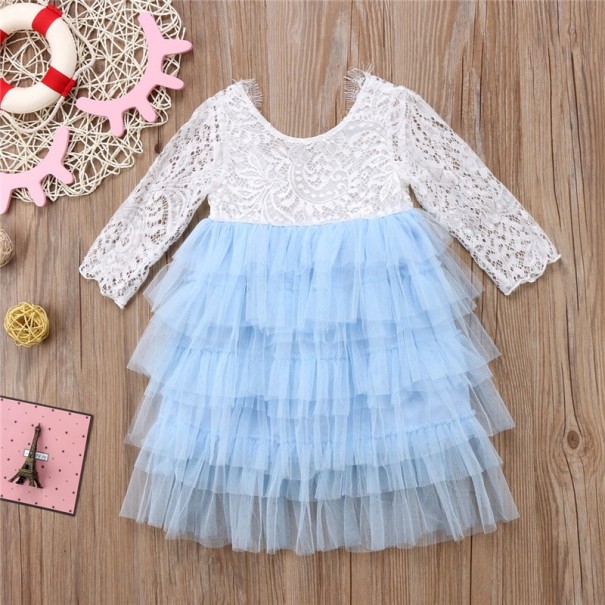 Mädchenkleid mit Rüschen J1902 blau 9-12 Monate