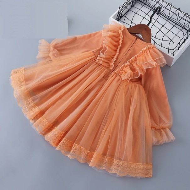 Mädchenkleid mit Rüschen N342 orange 6