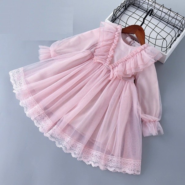 Mädchenkleid mit Rüschen N342 rosa 3