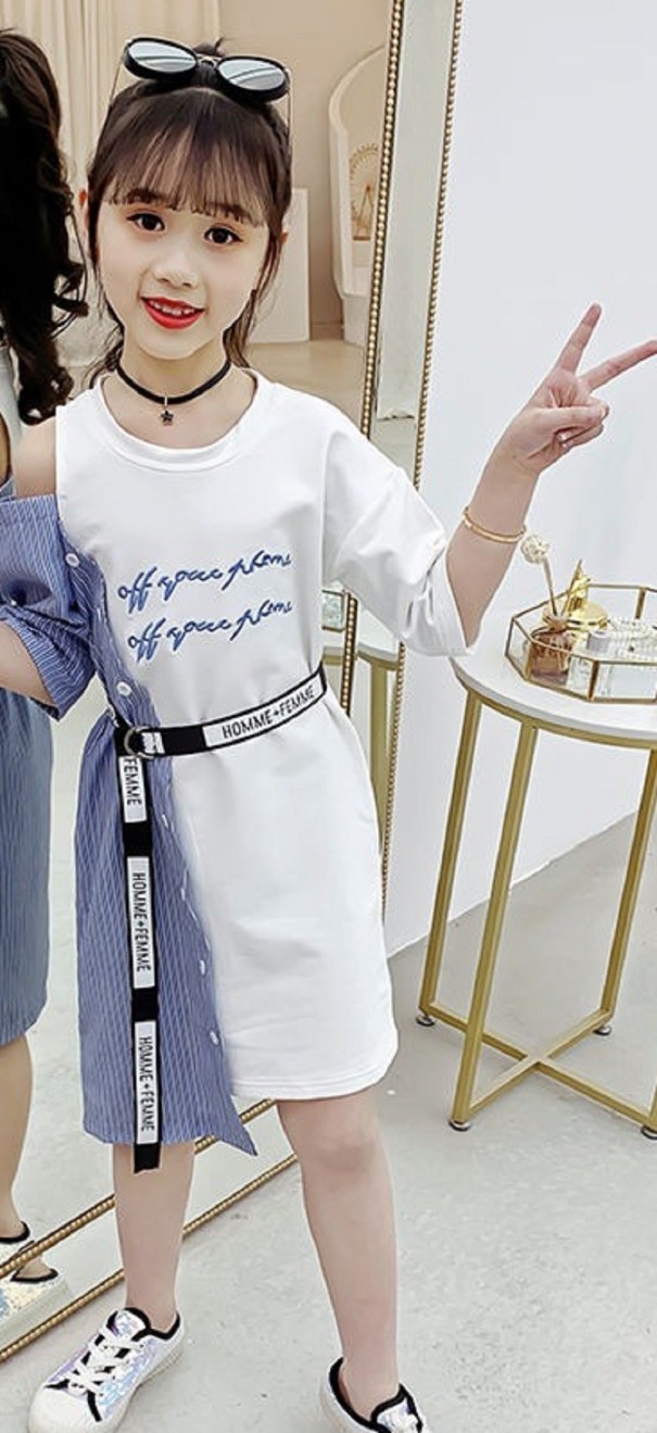 Mädchenkleid N109 blau 4